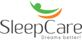 SleepCare logo with a green and orange abstract design above the text on a white background