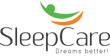 SleepCare logo with a green and orange abstract design above the text on a white background